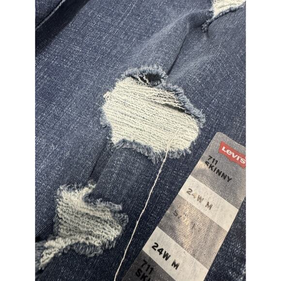 NWT Levi's 711 Women's 24W Mid Rise Slim Through Hip Thigh Skinny Blue Jeans - Picture 6 of 15